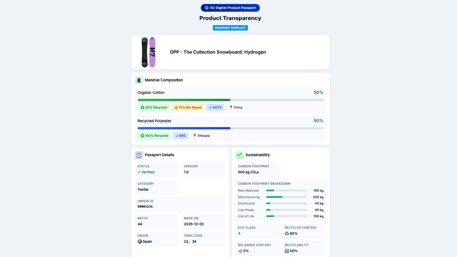 PassportPro Digital Product Passport Example